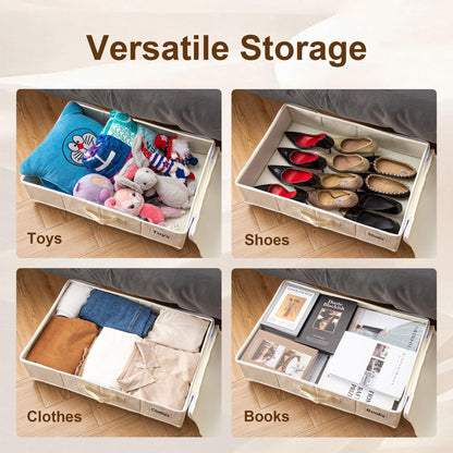 1 piece Black Size L Collapsible Underbed Storage Organizer with Wheels - Fabric Bin with Dustproof Lid - Image 8