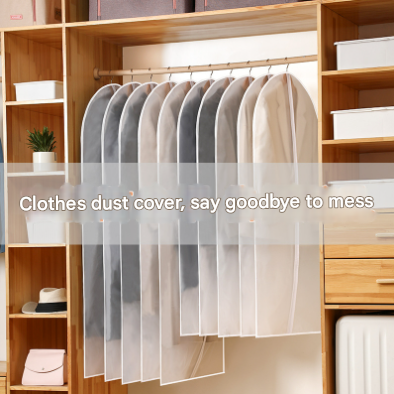 Black Edge 10-Pack Hanging Garment Bags for Closet Storage - Translucent Dust-Proof Suit Covers, Washable & Reusable Coat Protectors (2 Sizes) - Image 3