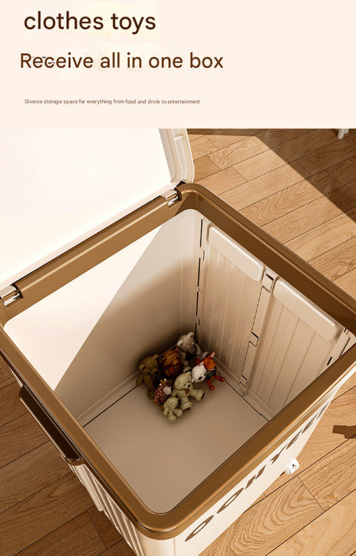 Beige Large Foldable Storage Box with Lid and Wheels - Heavy Duty Collapsible Toy Organizer Bin - Image 4