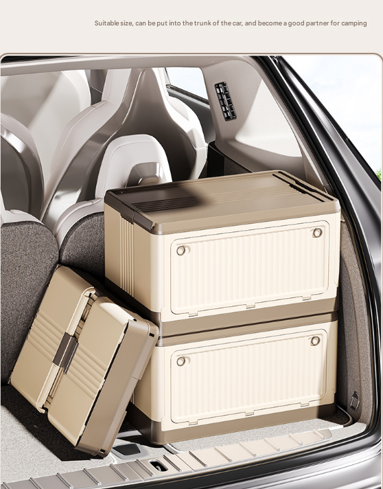 Size S Grey Collapsible Storage Box with Wheels and Telescopic Handle - Stackable Folding Crate for Car & Home - Image 7