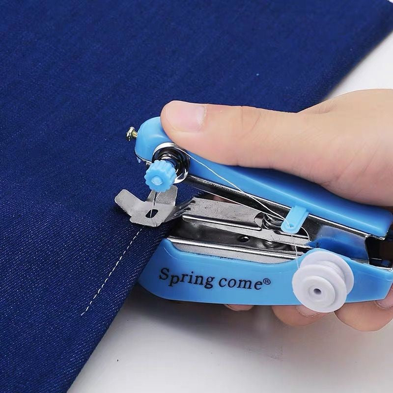 2 Pcs White Portable Mini Handheld Sewing Machine - Manual Stitching Tool for Quick Fabric Repairs - Image 2