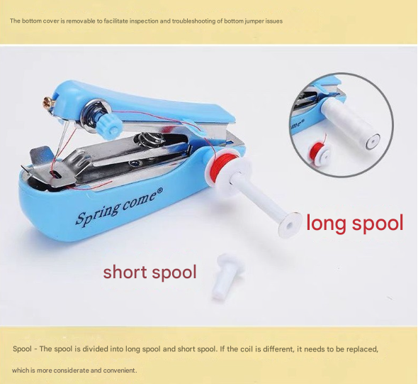 2 Pcs White Portable Mini Handheld Sewing Machine - Manual Stitching Tool for Quick Fabric Repairs - Image 7