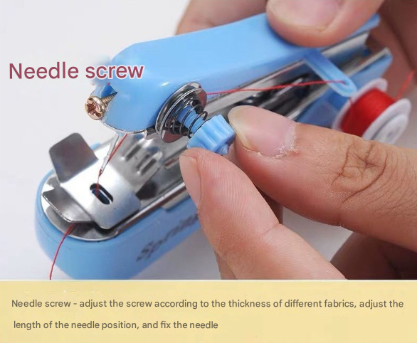 2 Pcs White Portable Mini Handheld Sewing Machine - Manual Stitching Tool for Quick Fabric Repairs - Image 9