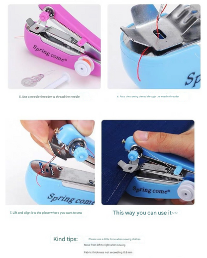 2 Pcs Blue Portable Mini Handheld Sewing Machine - Manual Stitching Tool for Quick Fabric Repairs - Image 6