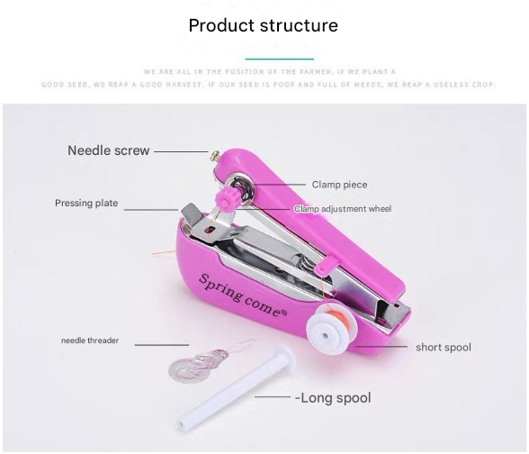 2 Pcs Red Portable Mini Handheld Sewing Machine - Manual Stitching Tool for Quick Fabric Repairs - Image 4