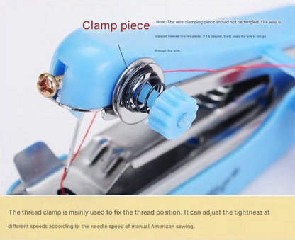 2 Pcs Red Portable Mini Handheld Sewing Machine - Manual Stitching Tool for Quick Fabric Repairs - Image 8