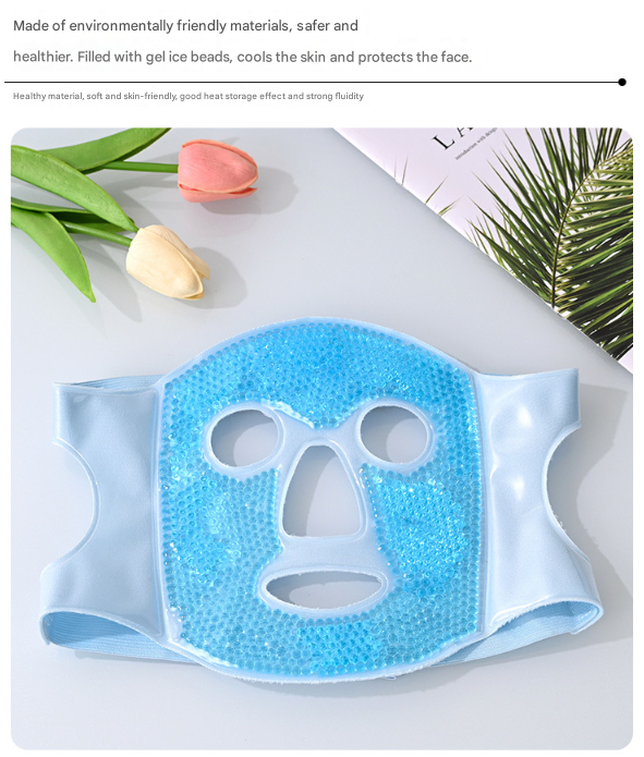 Blue Reusable Cooling Gel Bead Face Mask and Eye Mask Set - Soothing Therapy for Puffy Eyes, Headaches and Facial Relaxation - Image 5