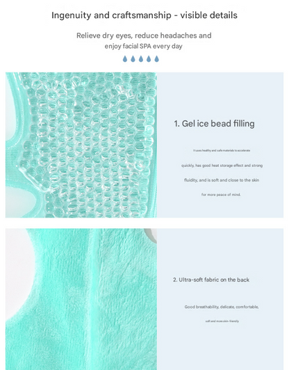 Blue Reusable Cooling Gel Bead Face Mask and Eye Mask Set - Soothing Therapy for Puffy Eyes, Headaches and Facial Relaxation - Image 7