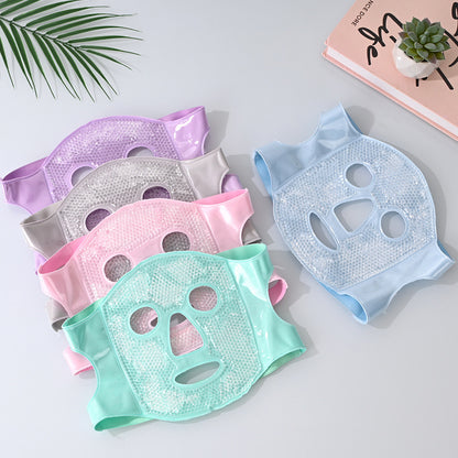 Green Reusable Cooling Gel Bead Face Mask and Eye Mask Set - Soothing Therapy for Puffy Eyes, Headaches and Facial Relaxation - Image 2