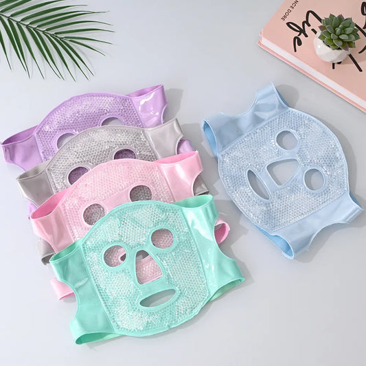 Grey Reusable Cooling Gel Bead Face Mask and Eye Mask Set - Soothing Therapy for Puffy Eyes, Headaches and Facial Relaxation - Image 2