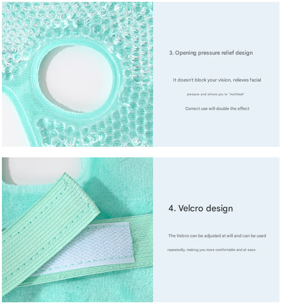 Grey Reusable Cooling Gel Bead Face Mask and Eye Mask Set - Soothing Therapy for Puffy Eyes, Headaches and Facial Relaxation - Image 8