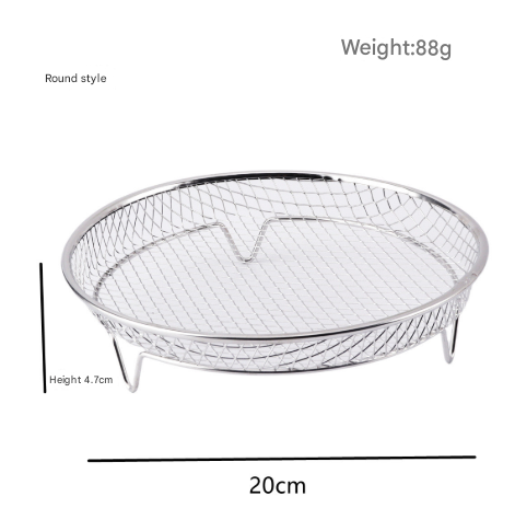 Silver 3-Pack Stackable Air fryer Racks - Food Grade Stainless Steel Multi-Layer Dehydrator & Crisper Tray Accessory - Image 2