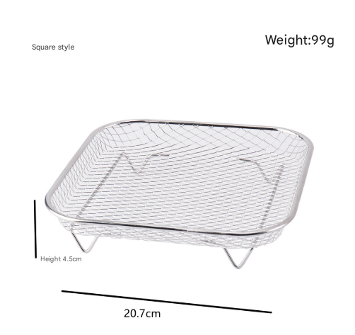 Silver 3-Pack Stackable Air fryer Racks - Food Grade Stainless Steel Multi-Layer Dehydrator & Crisper Tray Accessory - Image 2