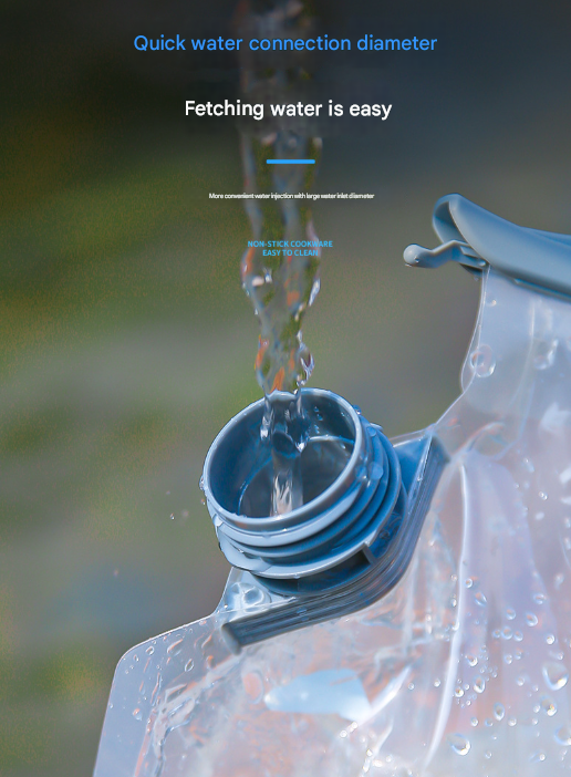 2 Pcs Grey 8L Foldable Water Bag - Large Capacity Portable Water Carrier with Spigot for Camping & Outdoors - Image 4
