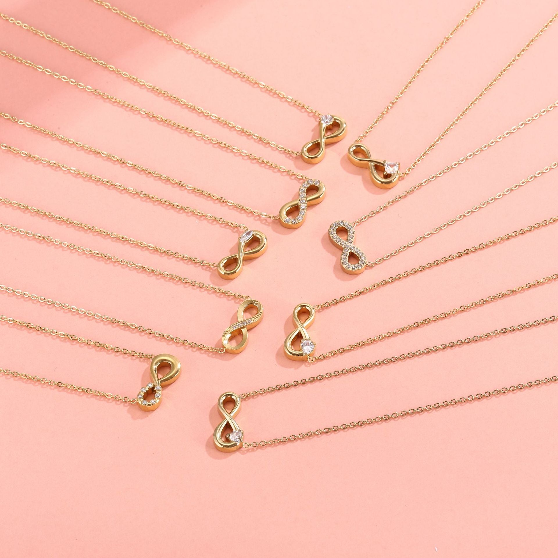Style 2 Gold Infinity Necklace for Women - Dainty Titanium Steel Pendant with Sparkling Cubic Zirconia - Image 2