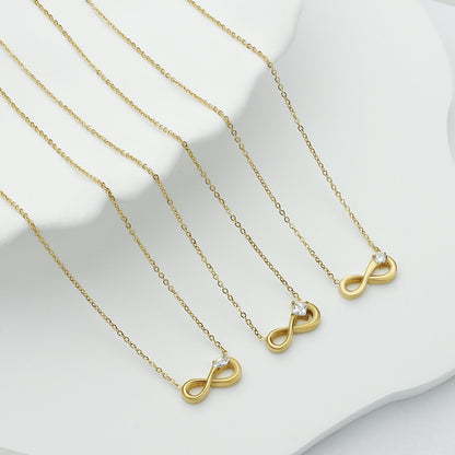 Style 2 Gold Infinity Necklace for Women - Dainty Titanium Steel Pendant with Sparkling Cubic Zirconia - Image 3
