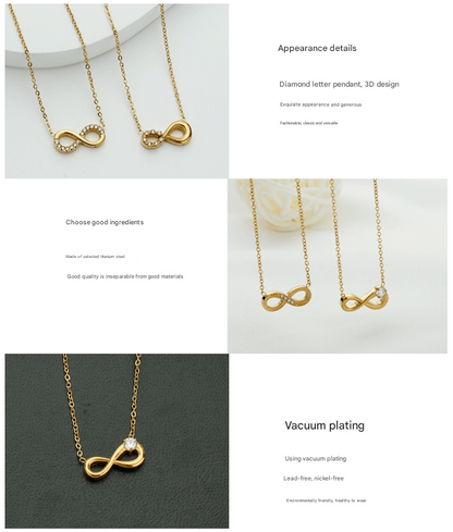 Style 2 Gold Infinity Necklace for Women - Dainty Titanium Steel Pendant with Sparkling Cubic Zirconia - Image 4