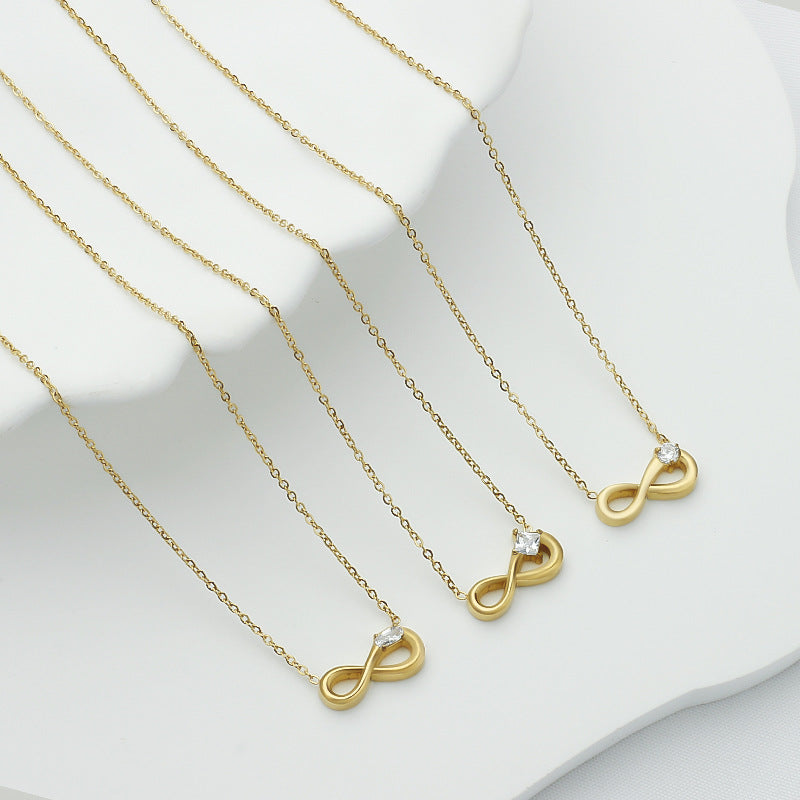 Style 3 Gold Infinity Necklace for Women - Dainty Titanium Steel Pendant with Sparkling Cubic Zirconia - Image 3