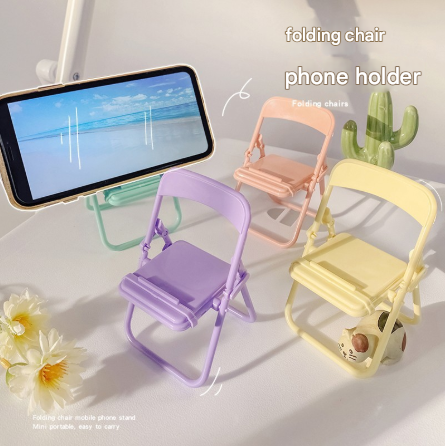 Color Mixing Adorable Mini Folding Chair Phone Stand - 4 Pack Cute Desktop Holder for Hands-Free Viewing - Image 2