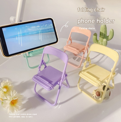 Color Mixing Adorable Mini Folding Chair Phone Stand - 4 Pack Cute Desktop Holder for Hands-Free Viewing - Image 2