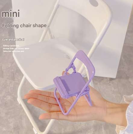 Color Mixing Adorable Mini Folding Chair Phone Stand - 4 Pack Cute Desktop Holder for Hands-Free Viewing - Image 4
