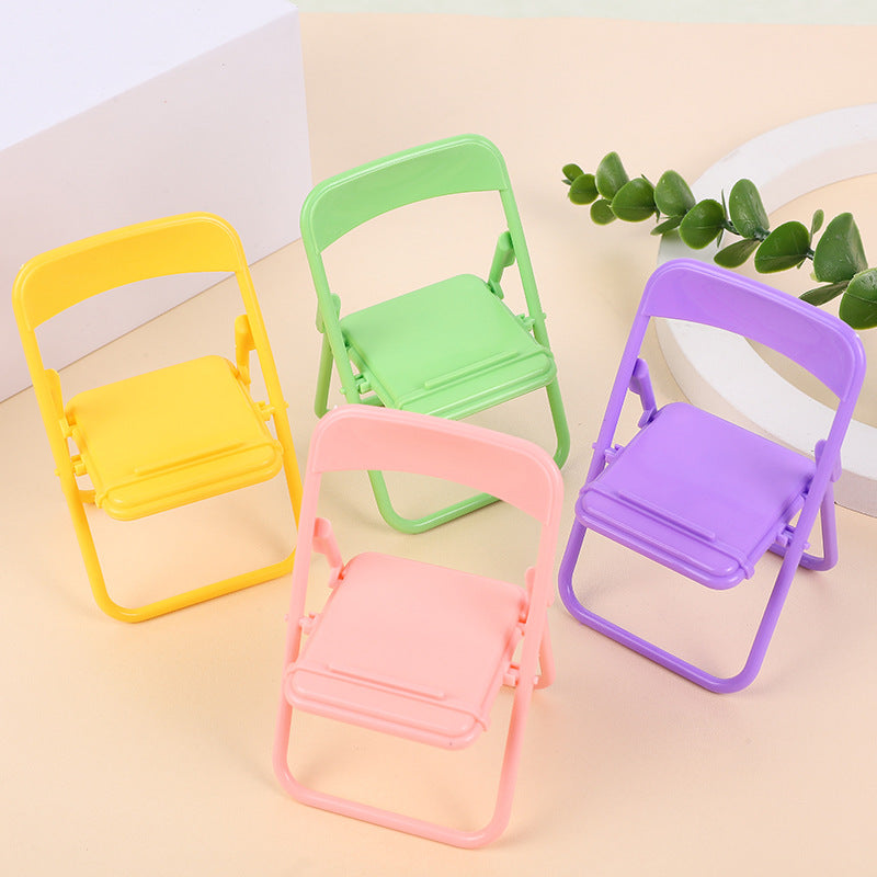Color Mixing Adorable Mini Folding Chair Phone Stand - 4 Pack Cute Desktop Holder for Hands-Free Viewing - Image 5