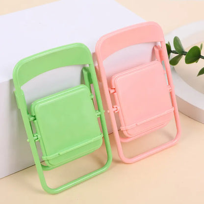 Color Mixing Adorable Mini Folding Chair Phone Stand - 4 Pack Cute Desktop Holder for Hands-Free Viewing - Image 7