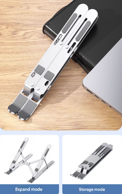 Black Adjustable Aluminum Laptop Stand with Detachable Cooling Fan - Portable Ergonomic Riser for Desk - Image 5