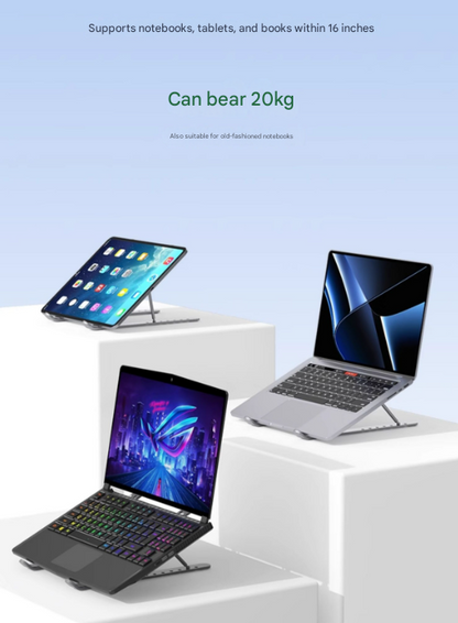 Black Adjustable Aluminum Laptop Stand with Detachable Cooling Fan - Portable Ergonomic Riser for Desk - Image 7