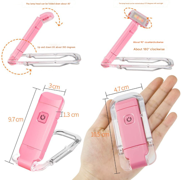 2 Pcs White USB Rechargeable Clip-on LED Book Light - 3 Color Modes & Dimmable Brightness for Eye-Caring Reading - Image 6