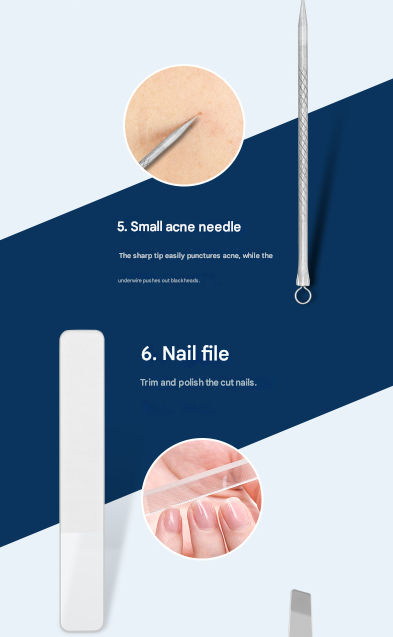 White Mini Suitcase Manicure Set - 8-Piece Portable Grooming & Nail Care Travel Kit - Image 7