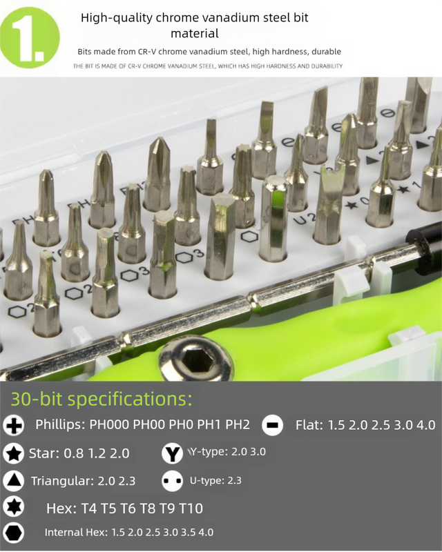 Green 32-in-1 Precision Screwdriver Set - Magnetic Repair Tool Kit for Electronics, Phone & PC - Image 4