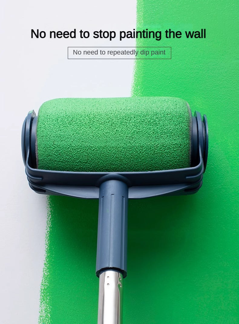 Dark Blue and Grey Pro Refillable Paint Roller Set with Extension Pole - No-Drip Easy Fill Wall Painting Tool Kit - Image 4