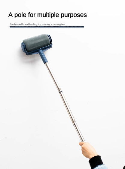 Dark Blue and Grey Pro Refillable Paint Roller Set with Extension Pole - No-Drip Easy Fill Wall Painting Tool Kit - Image 6