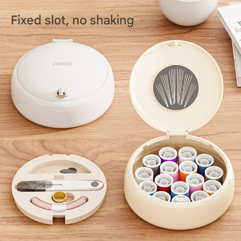 White Modern Compact Sewing Kit Organizer - All-in-One with Magnetic Needle Case - Image 2