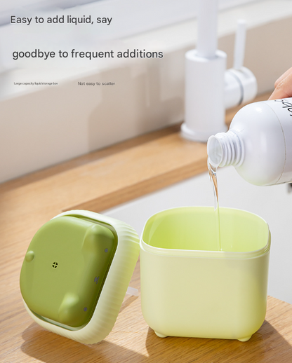 2 Pcs ( Green + Yellow ) Cute Cat Press-to-Dispense Soap Pump & Sponge Caddy for Kitchen Sink - Image 7
