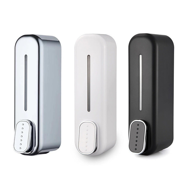 2 Pcs Silver Modern Wall-Mounted Press Soap Dispenser - 300ml Refillable Pump for Bathroom & Kitchen - Image 2