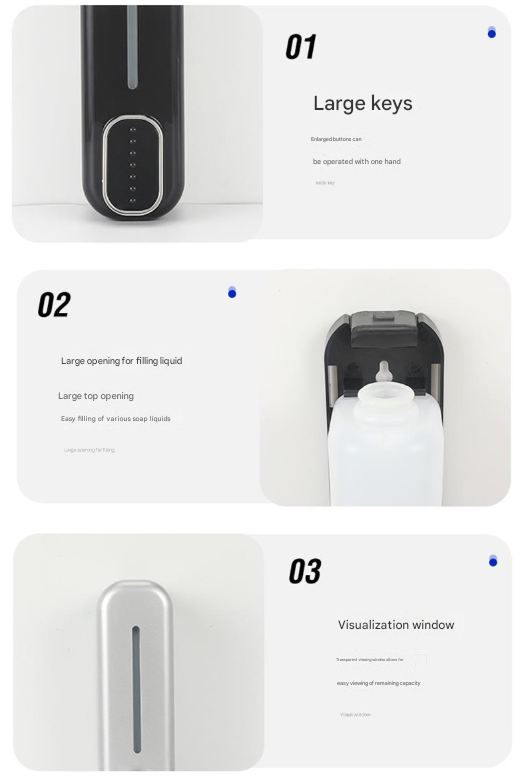 2 Pcs (White + Black) Modern Wall-Mounted Press Soap Dispenser - 300ml Refillable Pump for Bathroom & Kitchen - Image 6