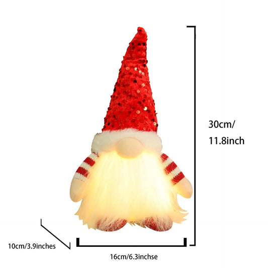 2 Pcs Red Charming Light-Up Christmas Gnome - Festive Nordic Plush Holiday Decoration