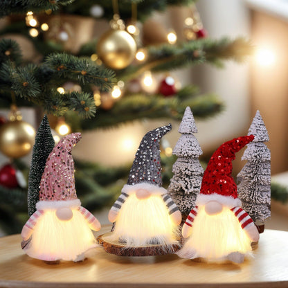 2 Pcs Red Charming Light-Up Christmas Gnome - Festive Nordic Plush Holiday Decoration - Image 3