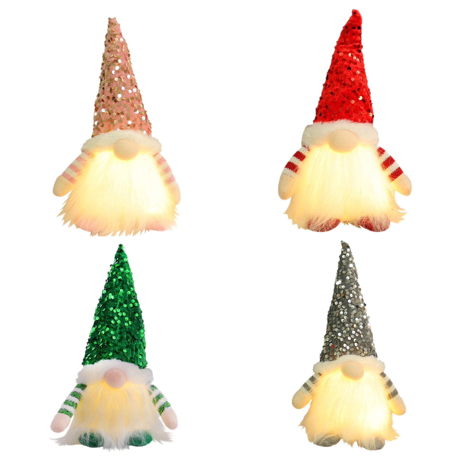 2 Pcs Green Charming Light-Up Christmas Gnome - Festive Nordic Plush Holiday Decoration - Image 2