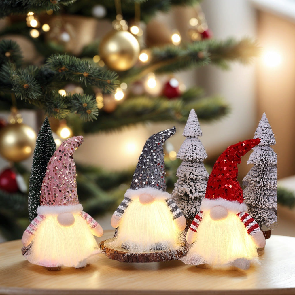 2 Pcs Green Charming Light-Up Christmas Gnome - Festive Nordic Plush Holiday Decoration - Image 3