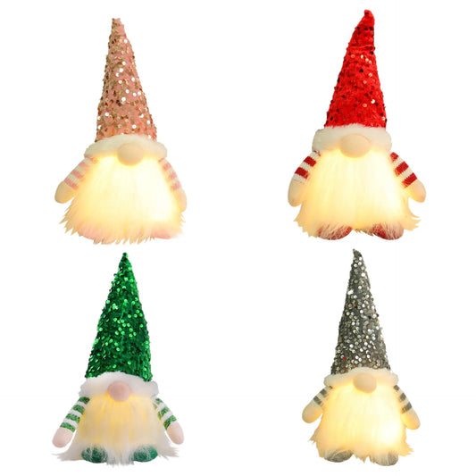 2 Pcs Pink Charming Light-Up Christmas Gnome - Festive Nordic Plush Holiday Decoration - Image 2