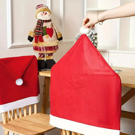 Red Festive Santa Hat Dining Chair Covers - Set of 8 for Holiday Party Decoration - Image 4