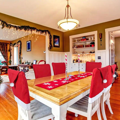 Red Festive Santa Hat Dining Chair Covers - Set of 8 for Holiday Party Decoration - Image 8