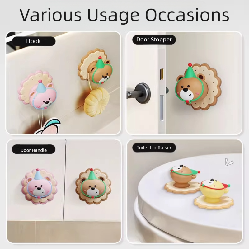4 Pcs Brown Adorable Bear Wall Protector - Multi-Use Self-Adhesive Door Stopper Bumper - Image 6