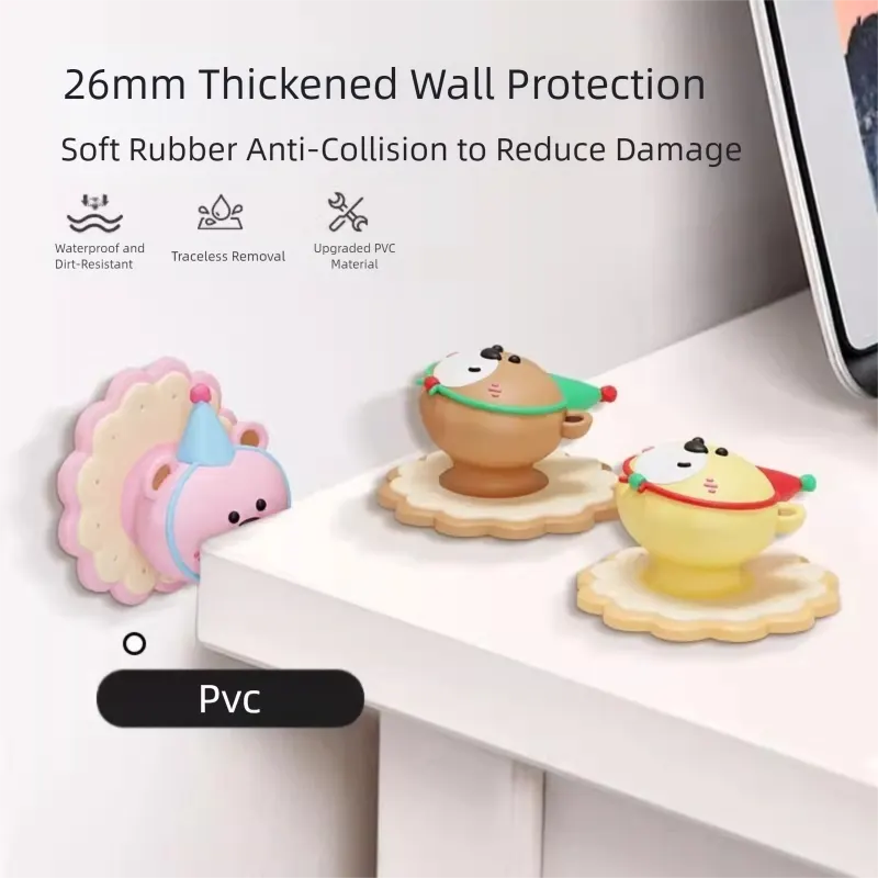 4 Pcs Pink Adorable Bear Wall Protector - Multi-Use Self-Adhesive Door Stopper Bumper - Image 5