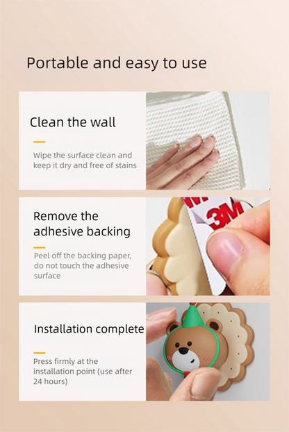 4 Pcs Pink Adorable Bear Wall Protector - Multi-Use Self-Adhesive Door Stopper Bumper - Image 7