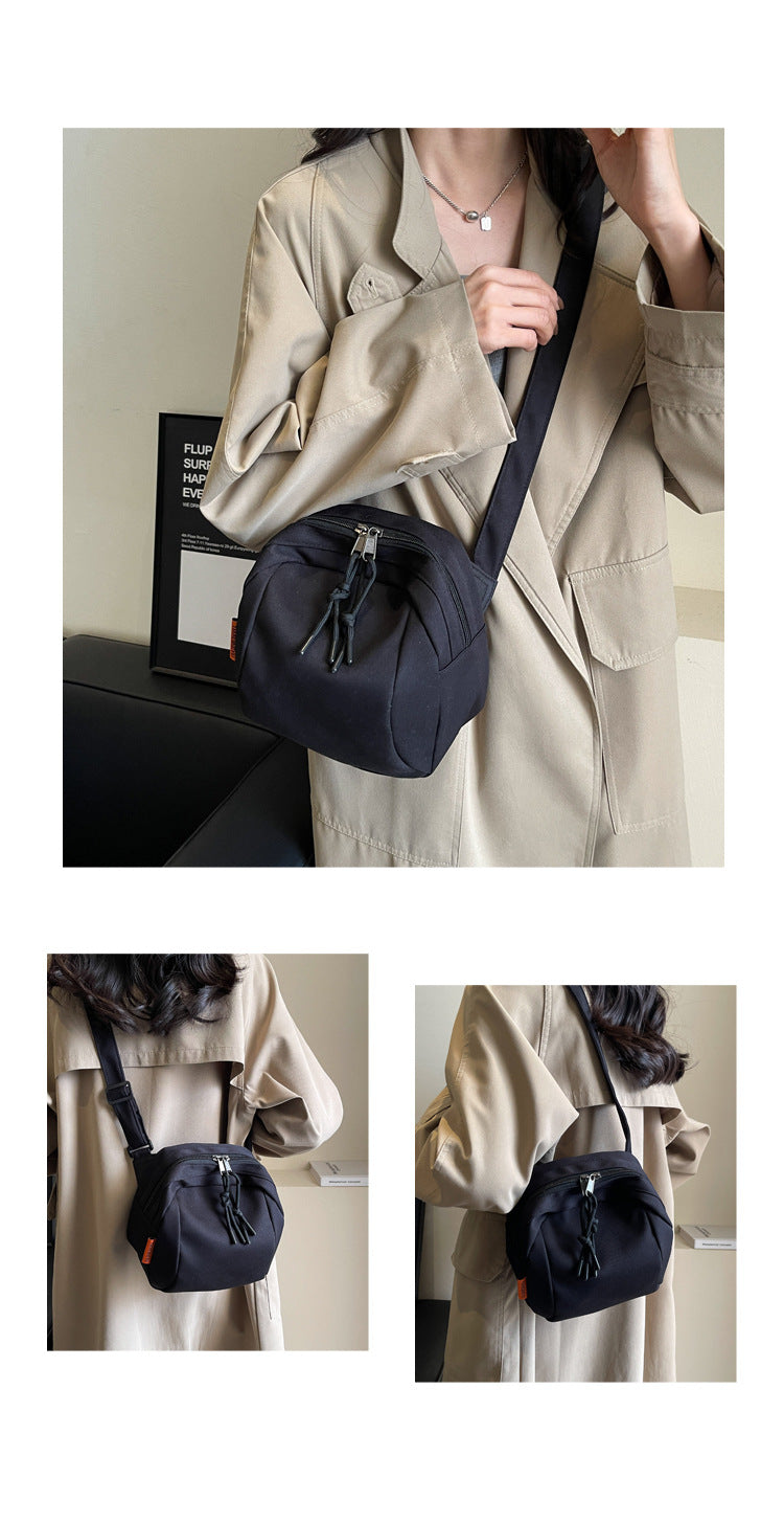 Black Lightweight Canvas Crossbody Bag - Minimalist Casual Shoulder Satchel with Adjustable Strap - Image 2