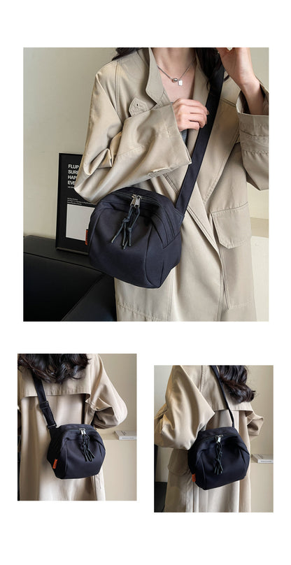 Black Lightweight Canvas Crossbody Bag - Minimalist Casual Shoulder Satchel with Adjustable Strap - Image 2